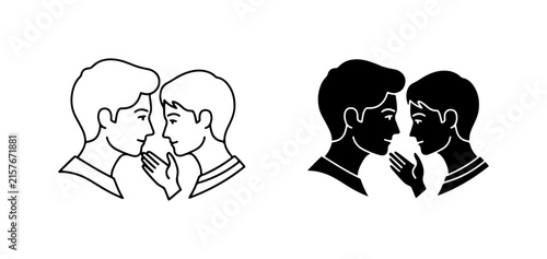 Bild auf Leinwand Whispering secrets, gossip, and rumors, two people sharing confidential informat