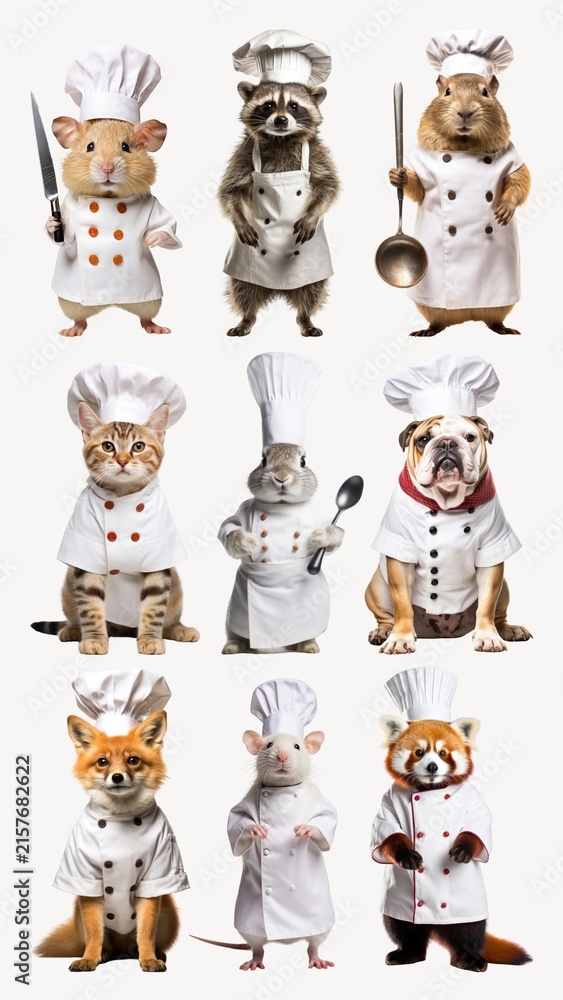 Naklejka premium animal wear chef costume character element set