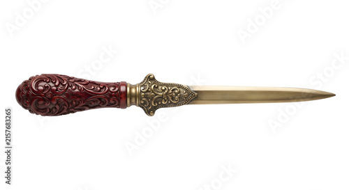 Canvastavla Vintage letter opener with ornate red handle and blade
