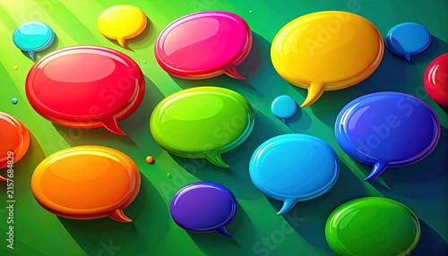 Colorful 3D Speech Bubbles on green Backgrounds1
