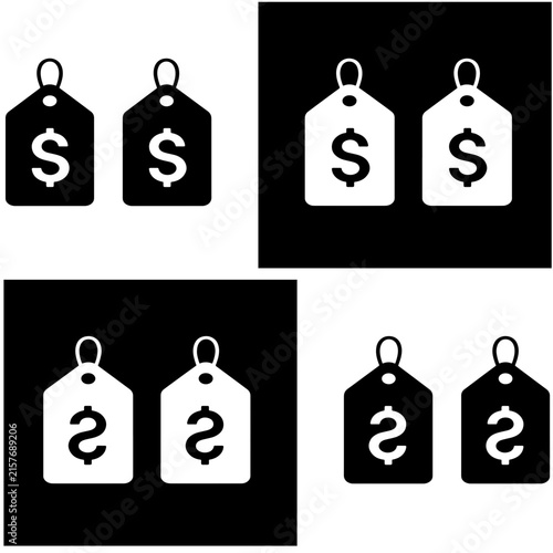 Price tag with dollar sign icon set in flat and line style