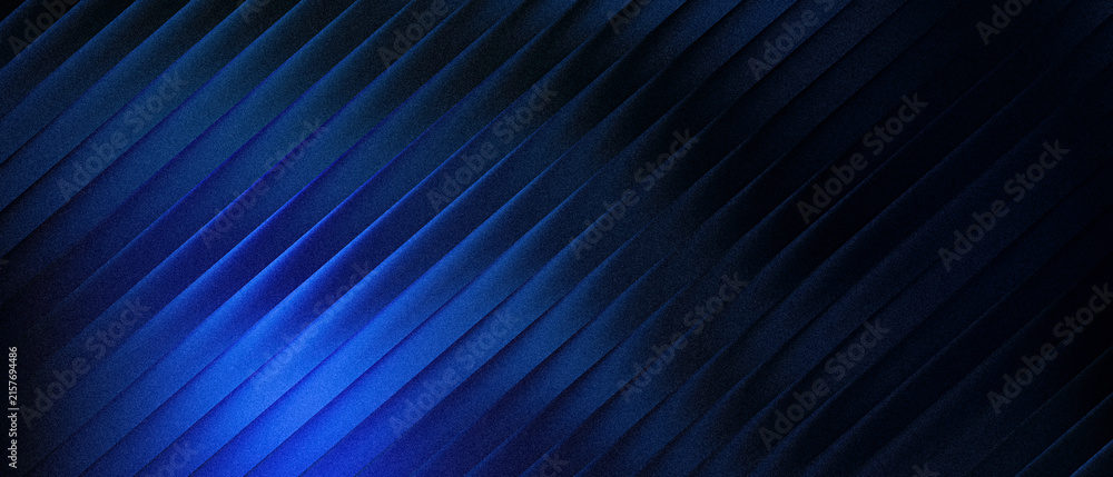 Obraz premium Ribbed dark blue abstract textured background with diagonal stripes and bright light effect