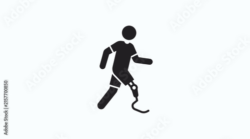 A black human symbol demonstrating physical endurance through running with prosthetic limbs during outdoor sports activities and wellness routines to promote healthy mobility across diverse