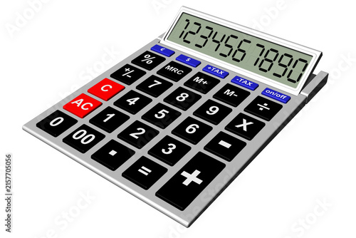 ona PNG con sfondo trasparente raffigurante una calcolatrice elettronica con display numerico e tasti funzionali. Ideale per concetti di finanza, contabilità, matematica, calcoli, business, economia