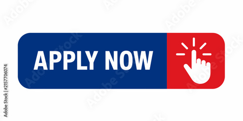Flat vector illustration of a hand clicking an 'Apply Now' button, perfect for Indonesian Independence Day campaigns and promoting Kemerdekaan Indonesia