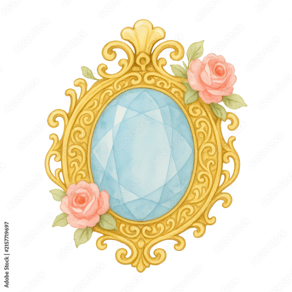 Obraz premium PNG Elegant vintage frame with gemstone.
