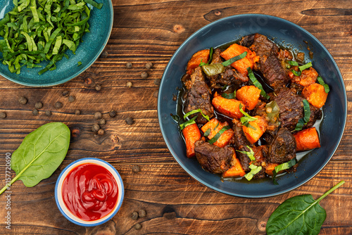 Beef and sweet potato bowl.