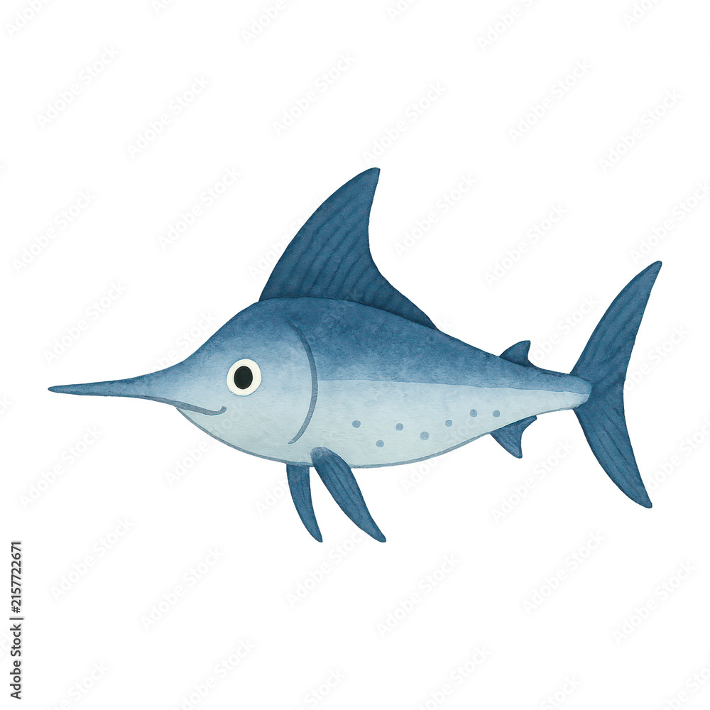 Naklejka premium PNG Cute cartoon swordfish illustration.