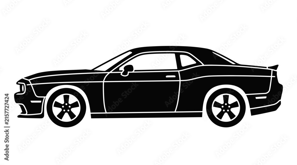 Fototapeta premium Modern sports car profile silhouette outline.