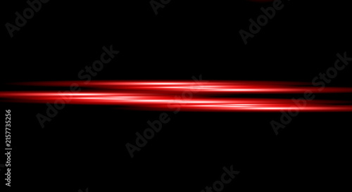 Foto Red anamorphic lens flare, horizontal light streaks on black background, cinemat