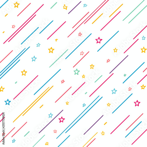 Diagonal Stripes and Stars Pattern on White