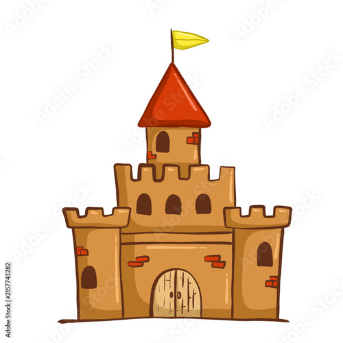 Flat Illustration of a Cartoon Castle