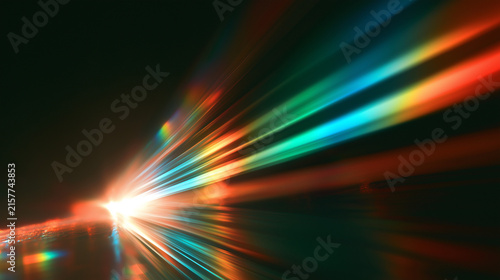 Abstract Crystal Prism Rainbow Refraction with Soft Light Rays and Negative Space
