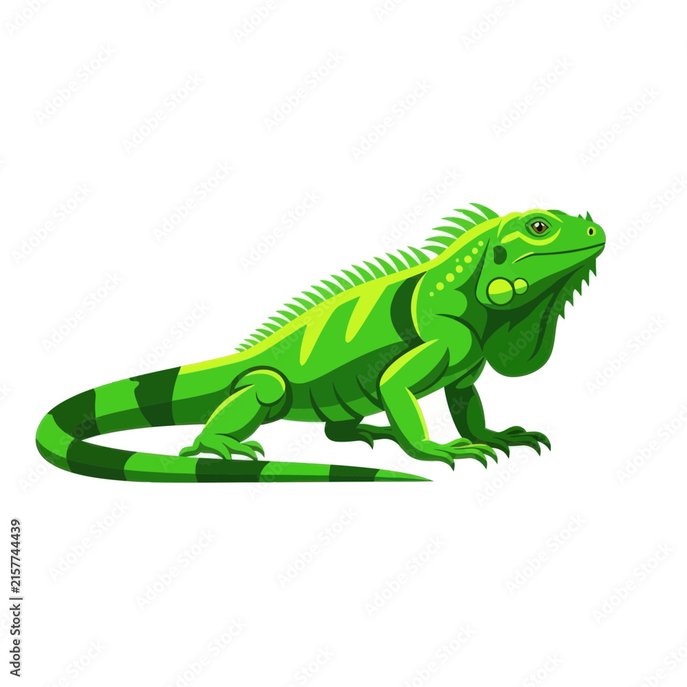 Fototapeta premium Vibrant Green Iguana Isolated Vector