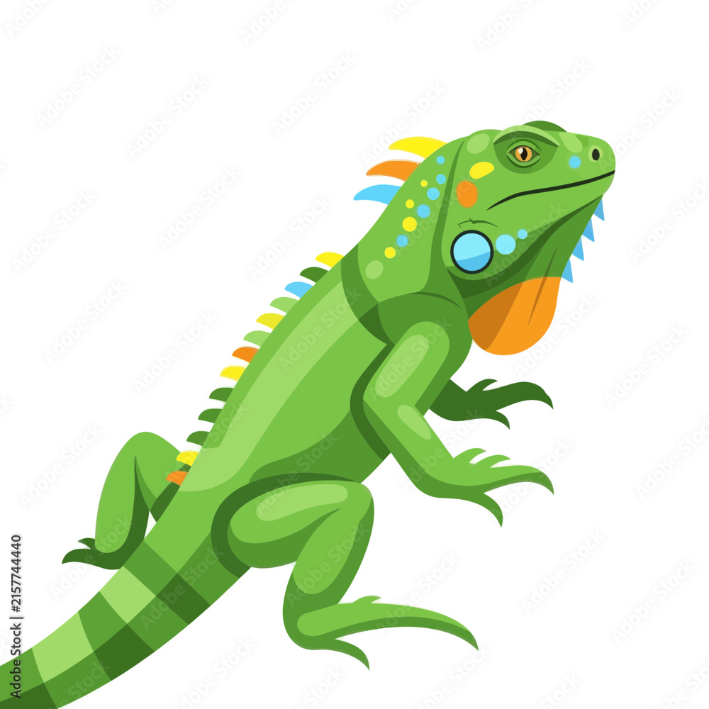 Fototapeta premium Vibrant Green Iguana Illustration Isolated