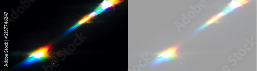 фотографія Bright prism lens flare and spectral rainbow light streak