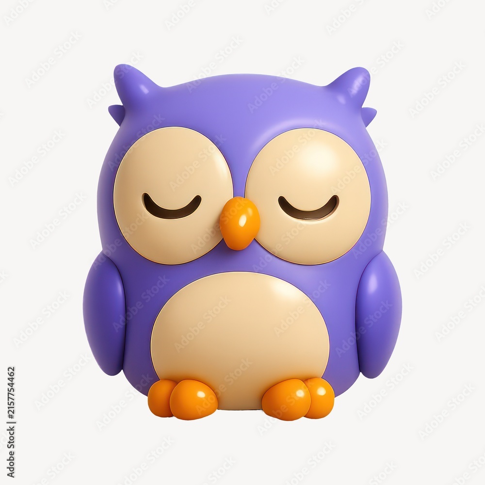 Fototapeta premium Cute purple owl figurine design.