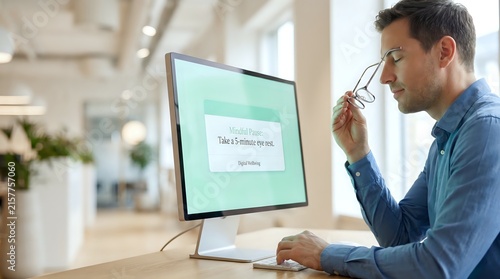 DigitalWellbeing-MintGreen-GlassAndMetal-CorporateWellness-BlurredOfficeBackground