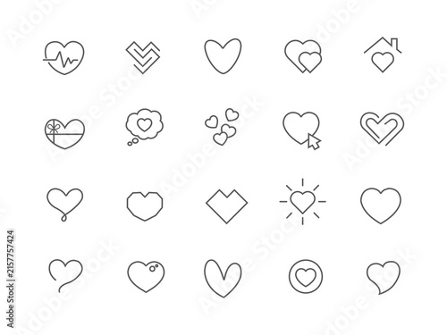 Heart. Heart icons. Heart shapes. Set of editable icons. Love.