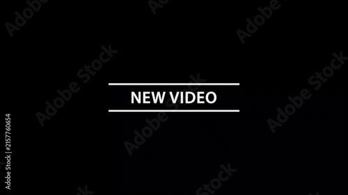 New video title text on black background glitch effect video loop animation