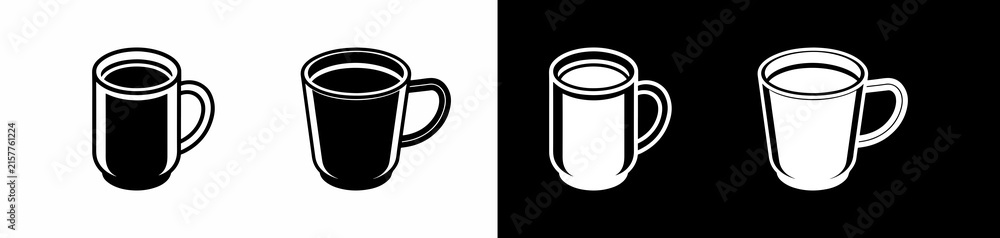 Obraz premium Coffee Mugs Graphic Design Showing Different Fill Levels and Color Variations Isolated