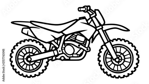 Konstfotografi Black and white dirt bike motorcycle side view illustration for motocross or off