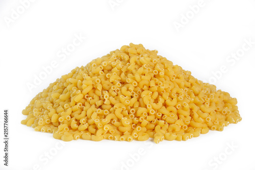 Photography raw macaroni pasta on white background
