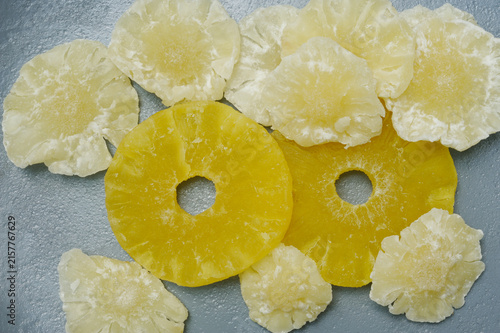 sweet candied pineapple slice background
