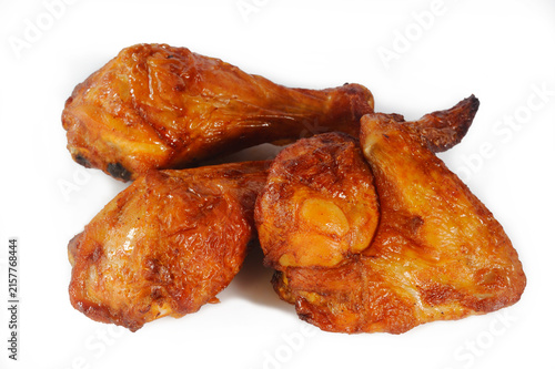 spicy grilled chicken on white background