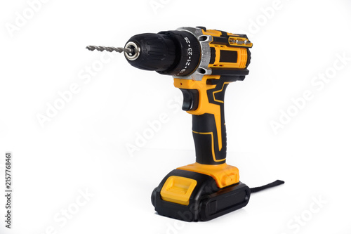 Cordless drill on white background