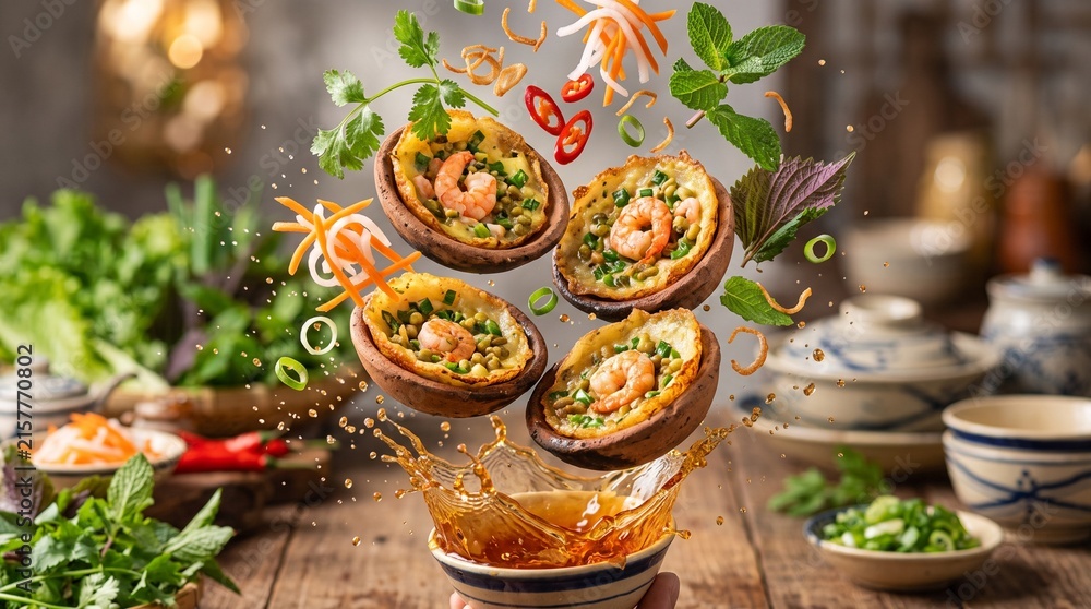 Fototapeta premium Banh Khot Mini Pancakes