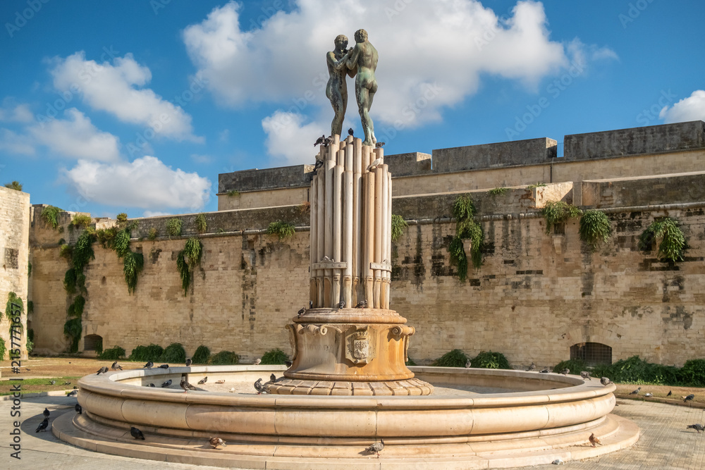 Fototapeta premium The Fountain of Harmony sculpture monument in Lecce, Italy