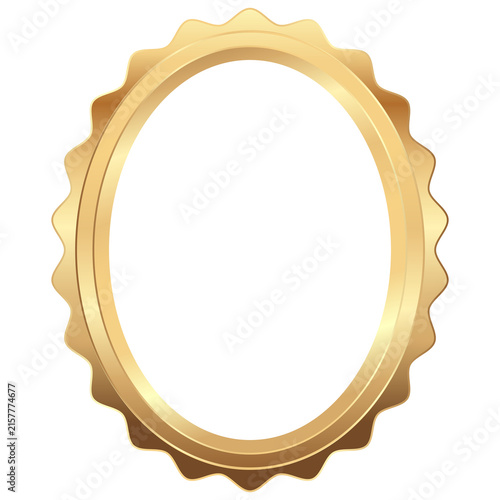 Obraz na plátně Gold Medal Isolated on White Background with Vintage Oval Baroque Frame and Orna