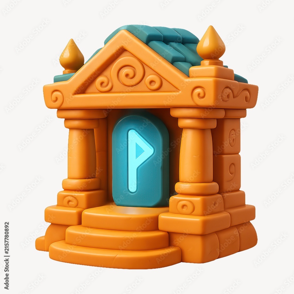 Fototapeta premium Whimsical cartoon temple illustration