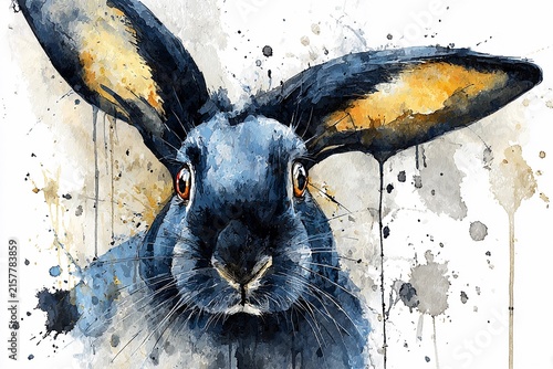 Moody Black Bunny Wanders Through Deep Shadows in a Serene Forest Setting Generative AI