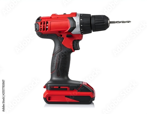 Industrial red cordless impact driver tool.