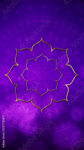 Vertical Diwali festival background with ornate Indian mandala, golden decorative elements, vibrant purple and gold luxury backdrop, festive celebration design with copy space for invitations