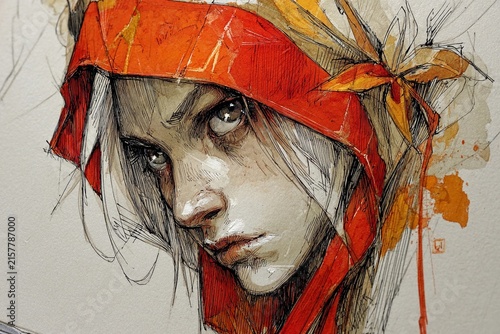 Character Expressing Struggle With a Cold While Wearing a Vibrant Orange Hood Generative AI