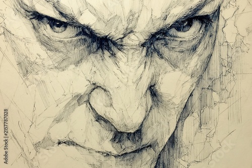 Emotion Bursts Forth in a Furious Drawing of a Character's Intense Anger Generative AI