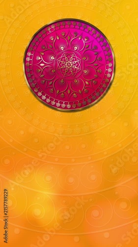 Vertical Diwali festival background with ornate Indian mandala, golden decorative elements, vibrant purple and gold luxury backdrop, festive celebration design with copy space for invitations