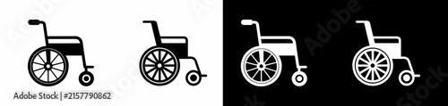 Wheelchair icons in white and black versions for accessibility awareness and design projects featuring mobility symbols