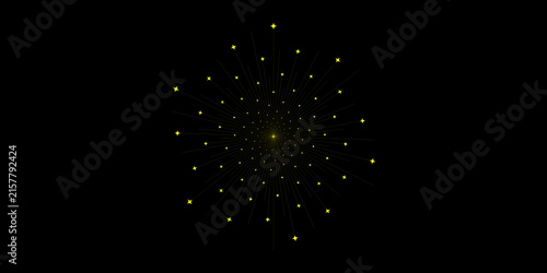 Yellow glowing stars arranged in a circular pattern on a black background