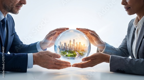 Business Professionals Collaborating on Urban Future and Sustainable Development