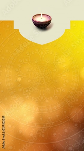 Vertical Diwali festival background with ornate Indian mandala, golden decorative elements, vibrant purple and gold luxury backdrop, festive celebration design with copy space for invitations