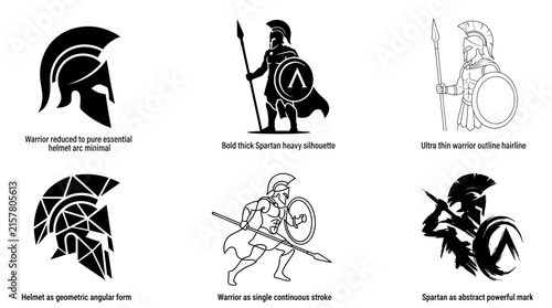 Collection of Spartan Warrior Helmet and Soldier Silhouette Icons.