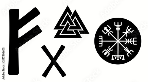 Set of Ancient Norse Viking Symbols and Runes.