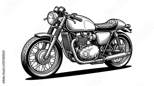 Foto Retro cafe racer motorcycle sketch illustration
