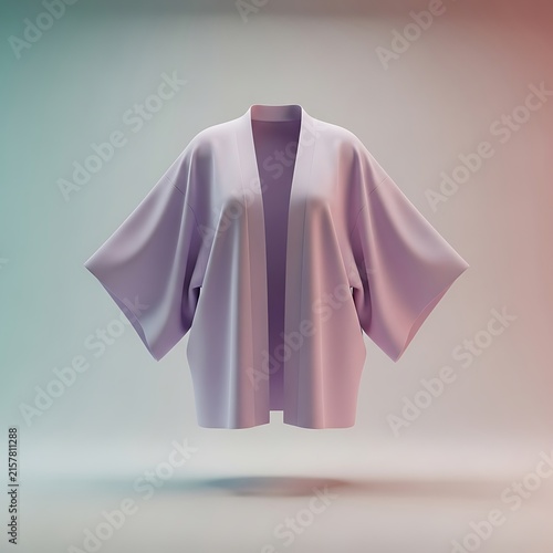 Elegant lavender cape-like poncho floating against a pastel backdrop.
