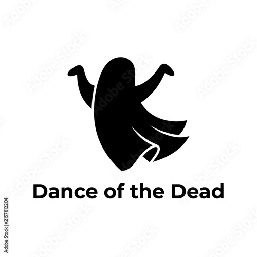 Canvas Print Dancing ghost silhouette minimalist black vector illustration