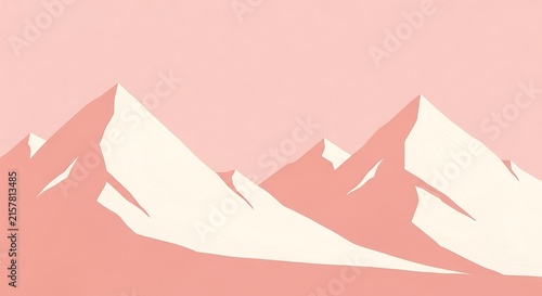 Soft pink mountain peaks in minimalist abstract landscape